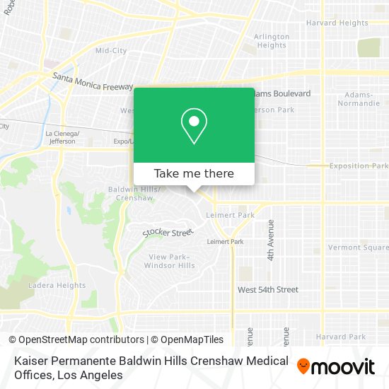 Kaiser Permanente Baldwin Hills Crenshaw Medical Offices map