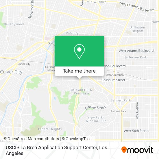 USCIS La Brea Application Support Center map