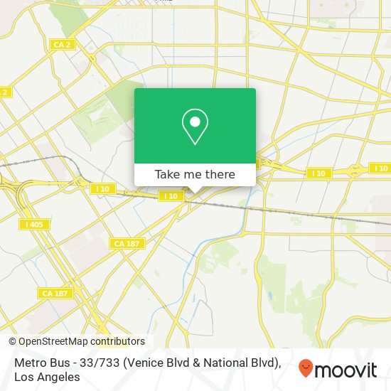 Mapa de Metro Bus - 33 / 733 (Venice Blvd & National Blvd)