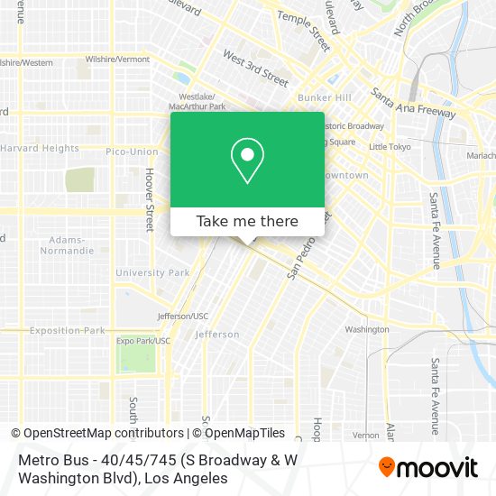 Mapa de Metro Bus - 40 / 45 / 745 (S Broadway & W Washington Blvd)