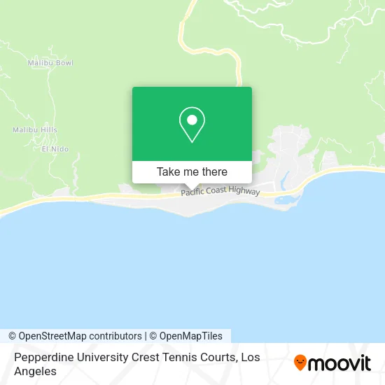 Pepperdine University Crest Tennis Courts map