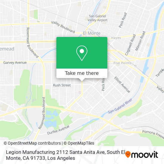 Mapa de Legion Manufacturing 2112 Santa Anita Ave, South El Monte, CA 91733