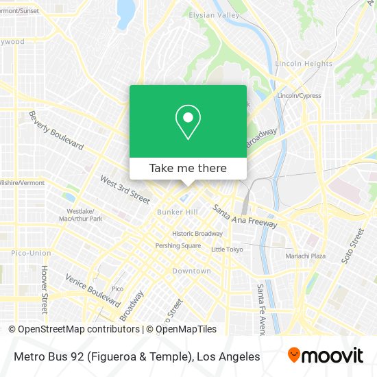 Mapa de Metro Bus 92 (Figueroa & Temple)