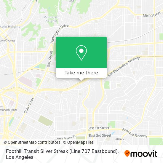 Foothill Transit Silver Streak (Line 707 Eastbound) map