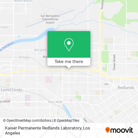 Kaiser Permanente Redlands Laboratory map