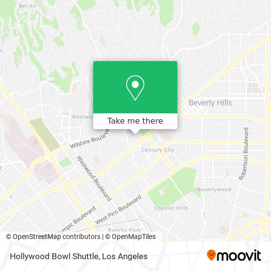 Hollywood Bowl Shuttle map