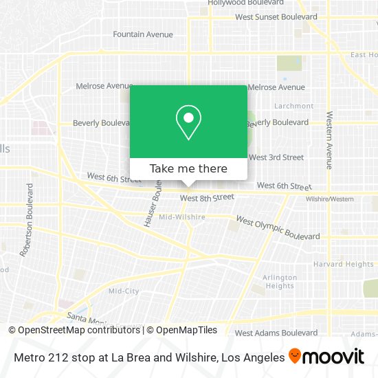 Mapa de Metro 212 stop at La Brea and Wilshire