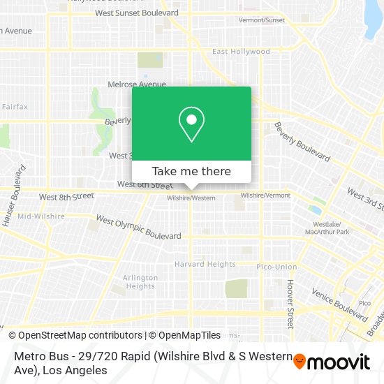Mapa de Metro Bus - 29 / 720 Rapid (Wilshire Blvd & S Western Ave)
