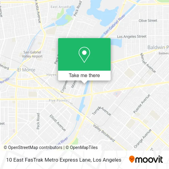 10 East FasTrak Metro Express Lane map