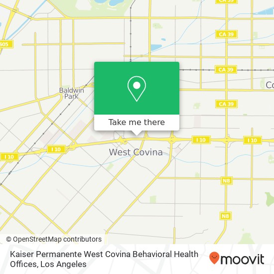 Kaiser Permanente West Covina Behavioral Health Offices map