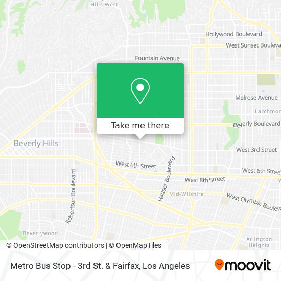 Mapa de Metro Bus Stop - 3rd St. & Fairfax