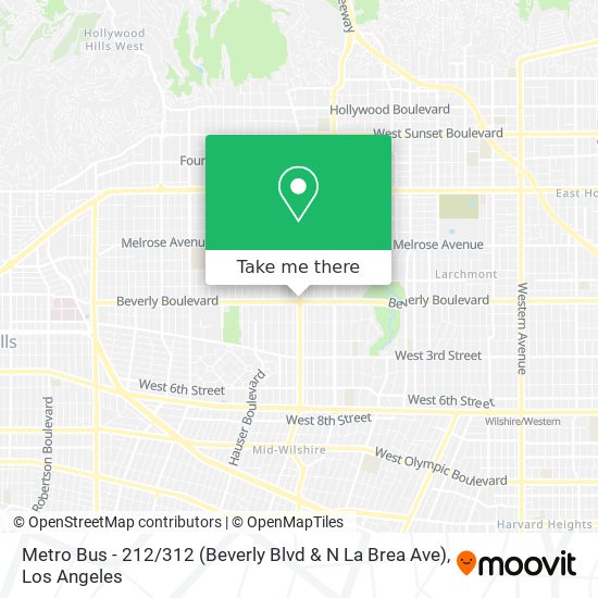 Mapa de Metro Bus - 212 / 312 (Beverly Blvd & N La Brea Ave)