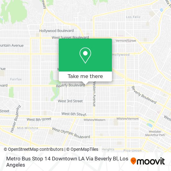 Mapa de Metro Bus Stop 14 Downtown LA Via Beverly Bl