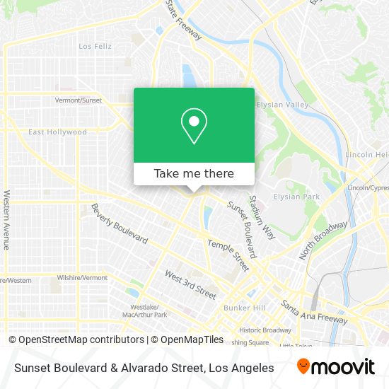 Sunset Boulevard & Alvarado Street map