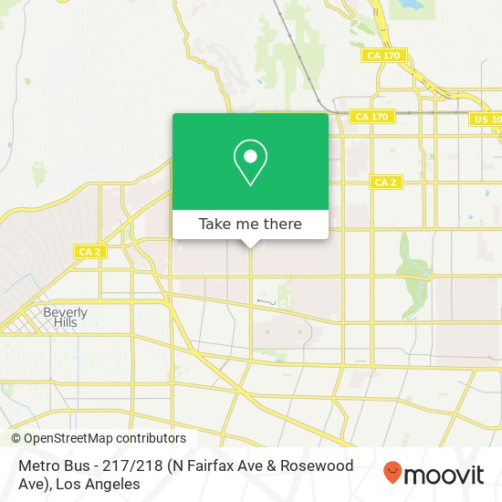 Mapa de Metro Bus - 217 / 218 (N Fairfax Ave & Rosewood Ave)