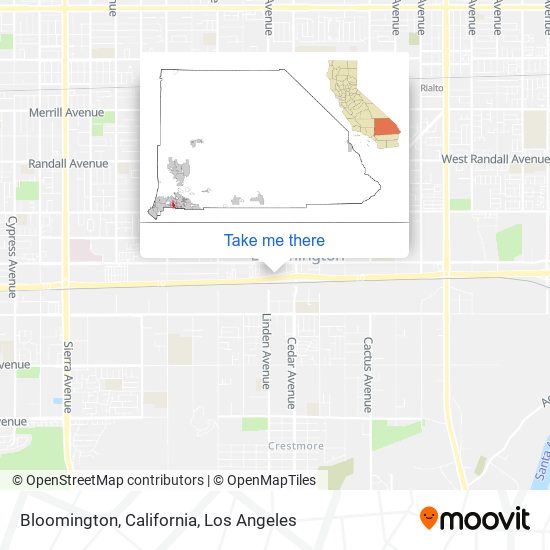 Mapa de Bloomington, California