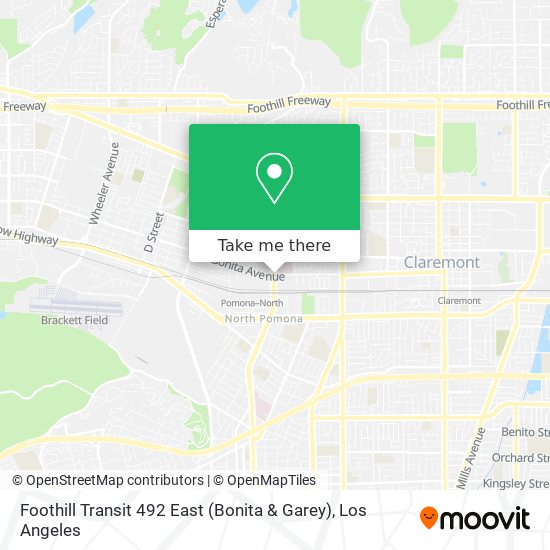 Foothill Transit 492 East (Bonita & Garey) map