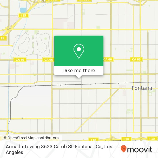 Armada Towing 8623 Carob St. Fontana , Ca, map