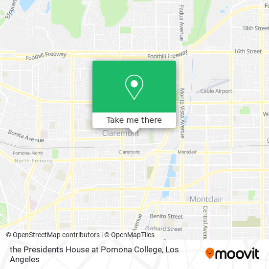 the Presidents House at Pomona College map
