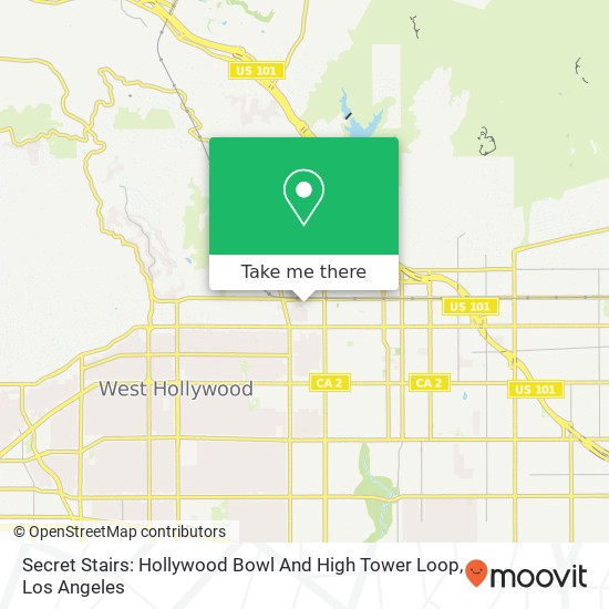 Mapa de Secret Stairs: Hollywood Bowl And High Tower Loop