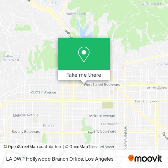 Mapa de LA DWP Hollywood Branch Office