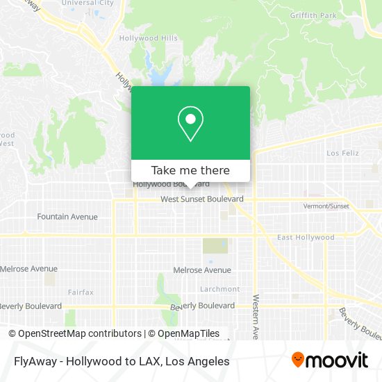 FlyAway - Hollywood to LAX map