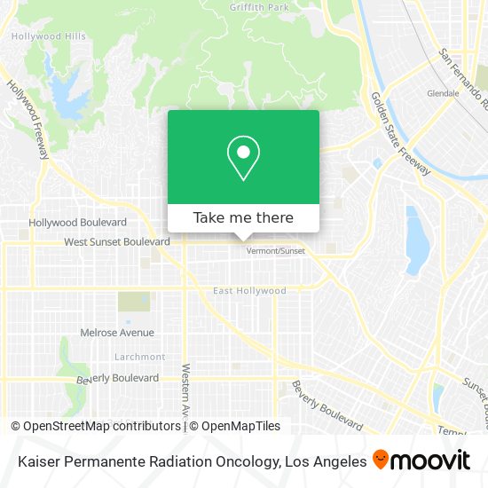 Mapa de Kaiser Permanente Radiation Oncology