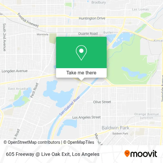 605 Freeway @ Live Oak Exit map