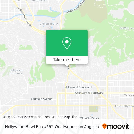 Hollywood Bowl Bus #652 Westwood map