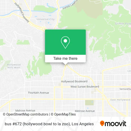 Mapa de bus #672  (hollywood bowl to la zoo)