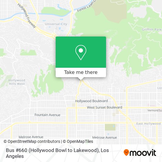 Bus #660 (Hollywood Bowl to Lakewood) map