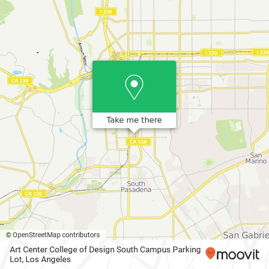 Art Center College of Design South Campus Parking Lot map