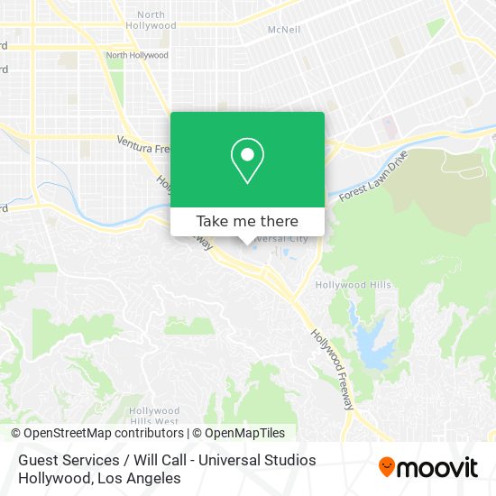Guest Services / Will Call - Universal Studios Hollywood map
