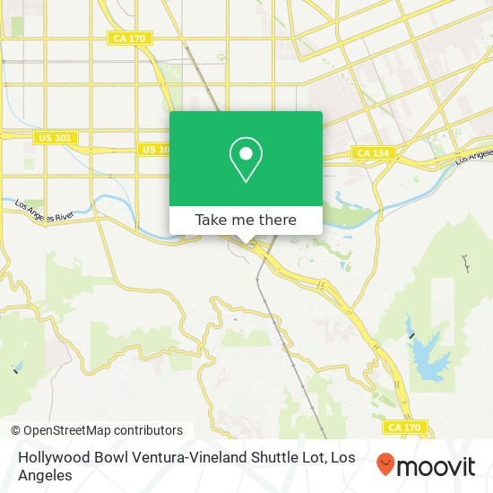 Mapa de Hollywood Bowl Ventura-Vineland Shuttle Lot