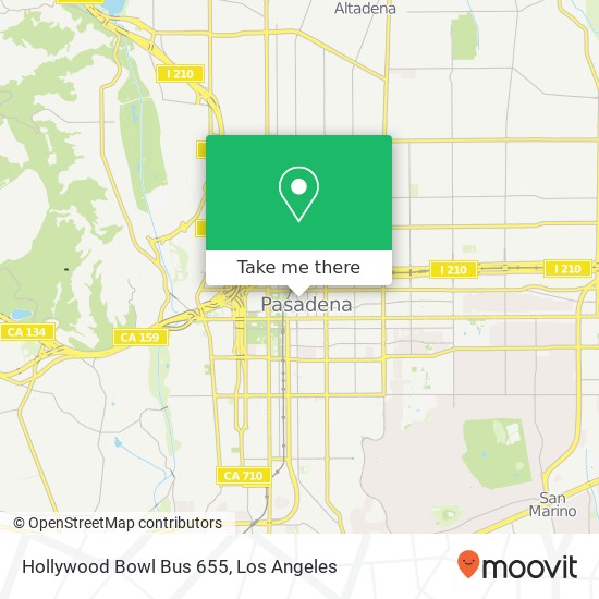 Hollywood Bowl Bus 655 map