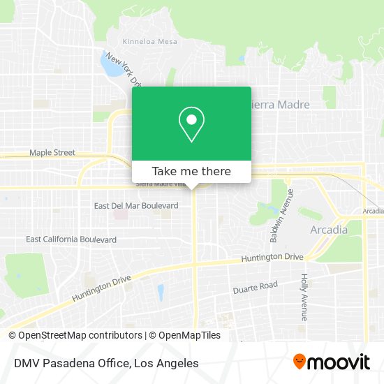 DMV Pasadena Office map