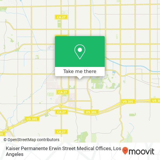Mapa de Kaiser Permanente Erwin Street Medical Offices