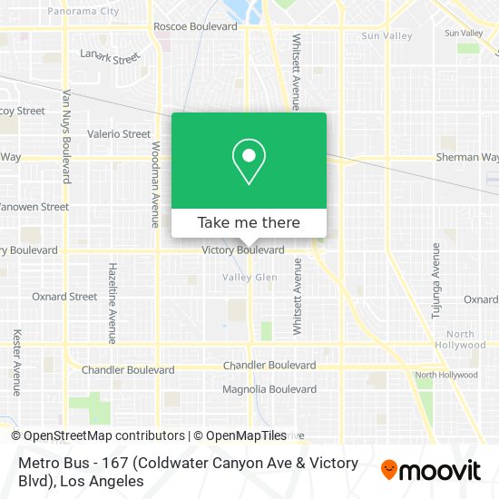 Mapa de Metro Bus - 167 (Coldwater Canyon Ave & Victory Blvd)