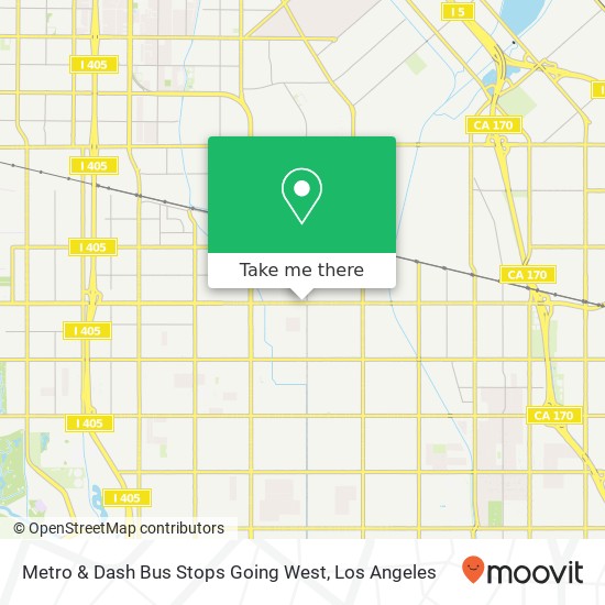 Mapa de Metro & Dash Bus Stops Going West