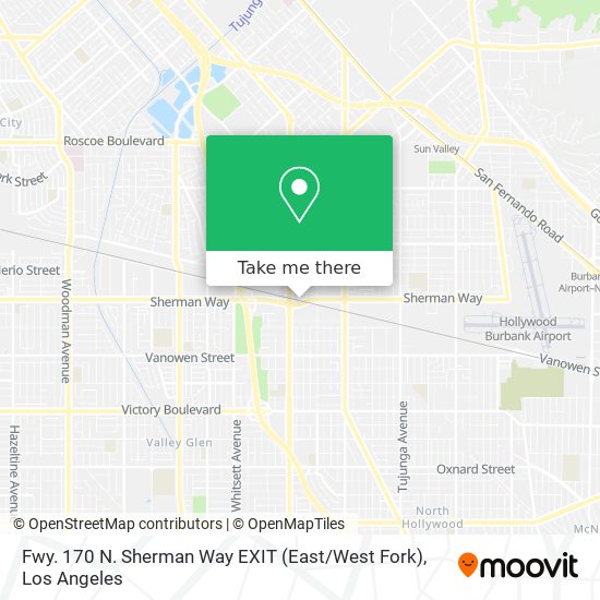 Fwy. 170 N. Sherman Way EXIT (East / West Fork) map