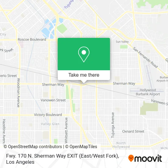 Fwy. 170 N. Sherman Way EXIT (East / West Fork) map
