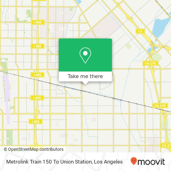 Mapa de Metrolink Train 150 To Union Station