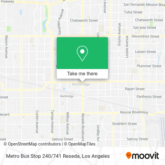 Mapa de Metro Bus Stop 240/741 Reseda