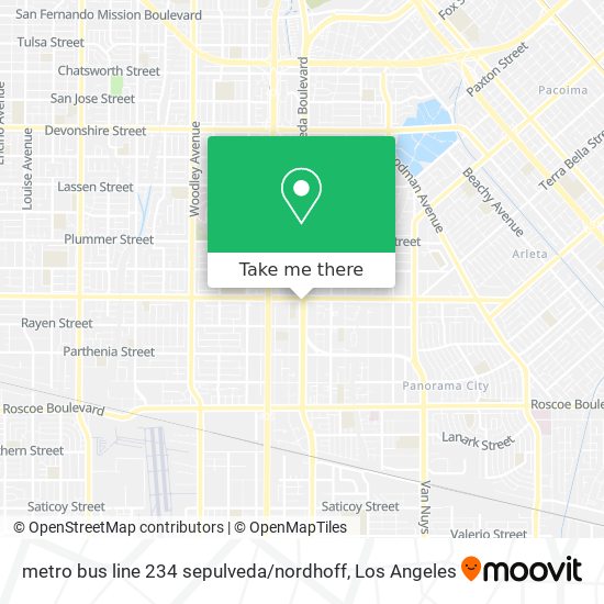 Mapa de metro bus line 234 sepulveda / nordhoff