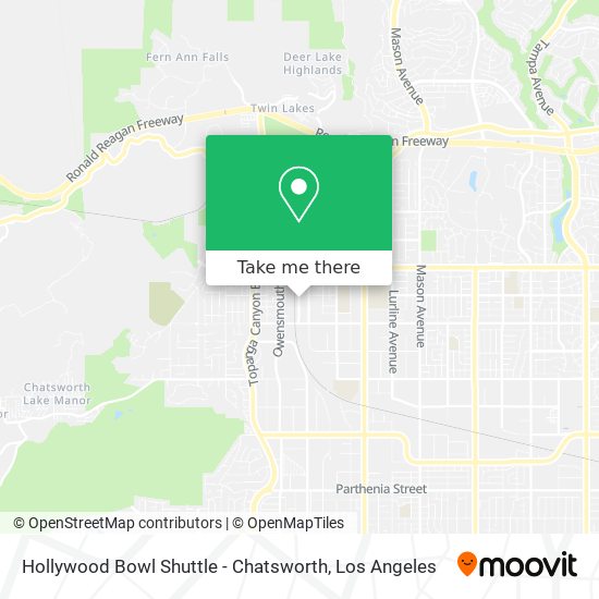 Mapa de Hollywood Bowl Shuttle - Chatsworth