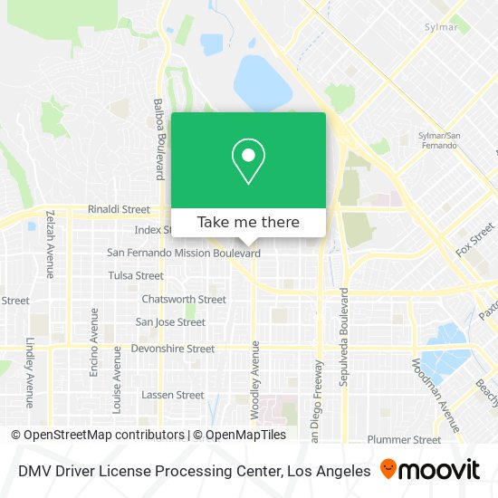 Mapa de DMV Driver License Processing Center