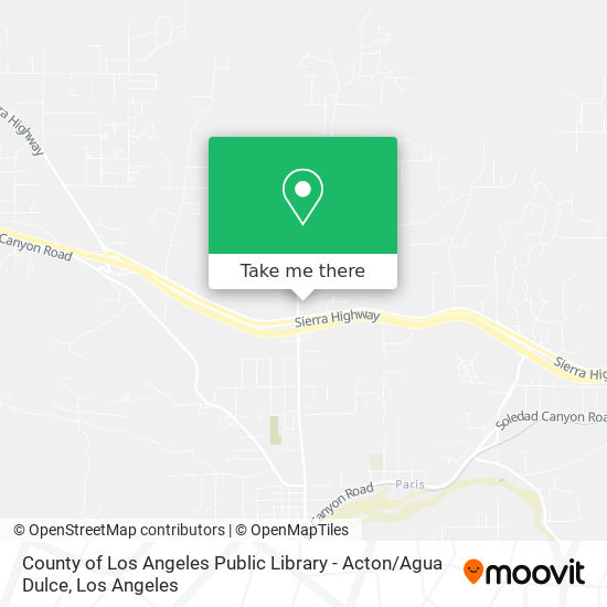 County of Los Angeles Public Library - Acton / Agua Dulce map