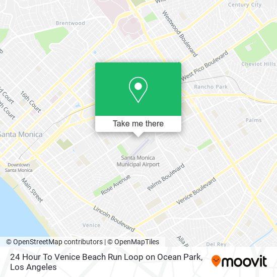Mapa de 24 Hour To Venice Beach Run Loop on Ocean Park