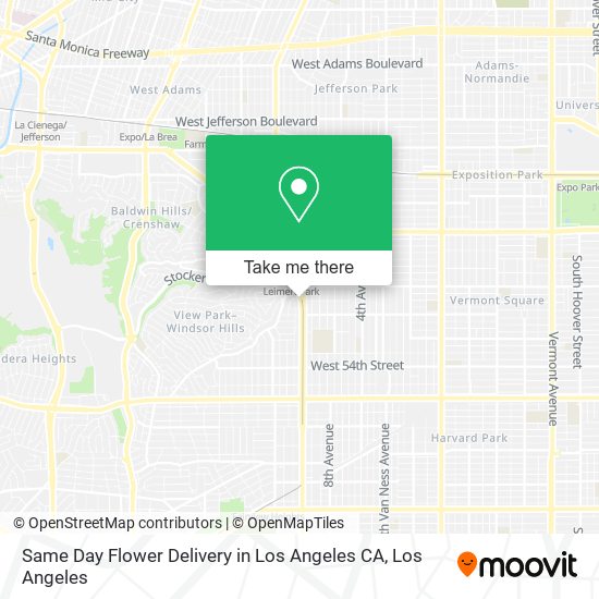 Same Day Flower Delivery in Los Angeles CA map