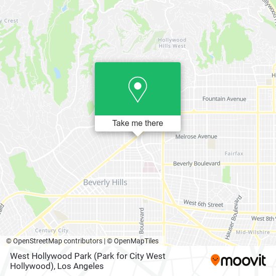 Mapa de West Hollywood Park (Park for City West Hollywood)